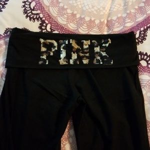 Victoria's Secret PINK Gold Camo Sequin Yoga Pants